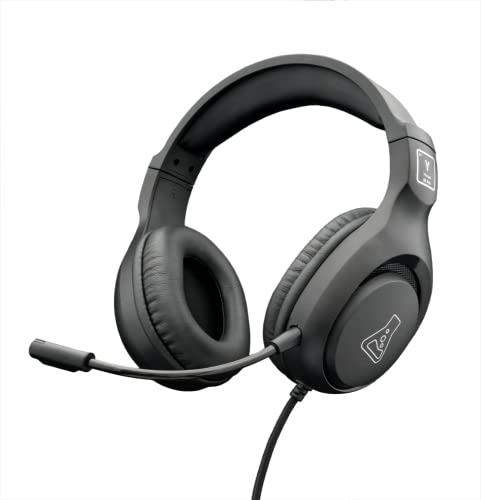 THE G-LAB Korp Yttrium Gaming-Headset für PC, PS4, PS5, Xbox, Switch, Gaming-Headset mit Mikrofon, faltbar, Mikrofon, Stereo, Gamer-Headset, Starke Bass-Mikrofon, 3,5 mm Klinkenstecker (Schwarz) von THE G-LAB