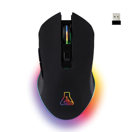 THE G-LAB Kult Helium USB-Gamer-Maus mit Kabel - Optischer Sensor mit 800 bis 3200 DPI, 7-farbige LED-Hintergrundbeleuchtung, 6 Tasten - PC Mac Xbox One PS5 (Kabellos) von THE G-LAB