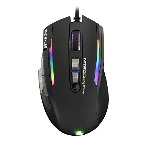 THE G-LAB Kult Nitrogen ATOM Hochpräzise kabelgebundene Gaming-Maus - Optischer 4800 DPI Sensor, RGB, 9 Programmierbare Tasten, Ultraleicht, Perfekt für MOBA/FPS – Kompatibel mit PC/PS4/Xbox One von THE G-LAB