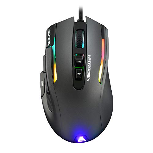 THE G-LAB Kult Nitrogen Neutron Hochpräzise kabelgebundene Gaming-Maus - Optischer Sensor mit 7200 DPI, RGB, 9 Programmierbare Tasten, Ultraleicht, MOBA/FPS Ideal – PC / PS5 / Xbox One - Schwarz von THE G-LAB