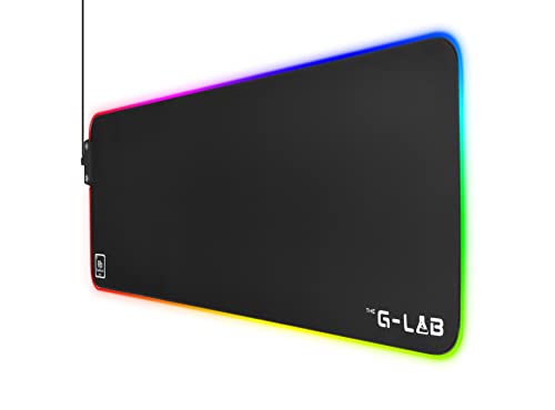 THE G-LAB Pad Rubidum – Gaming-Mauspad RGB – Gaming-Mauspad XXL – LED-Hintergrundbeleuchtung – Feuchtigkeitsbeständig – Stoff mit hoher Präzision – rutschfeste Unterseite aus Gummi – 800 x 300 x 3 mm von THE G-LAB