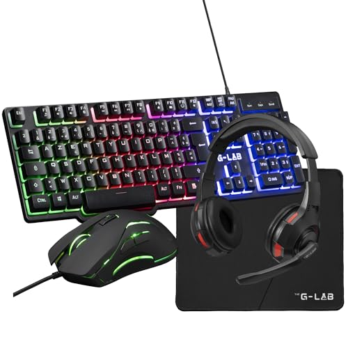 THE G-LAB - Sulfur - 4-in-1-Gaming-Pack – Gaming-Tastatur für Gamer, RGB-Maus, 3200 DPI, Gaming-Kopfhörer, RGB, rutschfeste Matte, komplettes Gaming-Pad für PC, PS4, PS5, Xbox – New 2024 von THE G-LAB