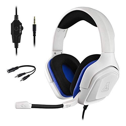 The G-LAB Korp Cobalt Gaming Headset - Stereo Mikrofon, Ultraleicht, Ultra Bass Stereo Headset - 3,5 mm Klinke für PC PS4 PS5 Xbox One Mac Nintendo Switch Tablet Smartphone (weiß) von THE G-LAB