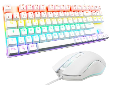 The G-Lab Combo Mercury – Set mit mechanischer Gaming-Tastatur und Maus, programmierbar, mechanisch, Tkl, RGB, Switch Red, Azerty- Gaming-Maus, RGB, 6 Tasten, 7200 DPI [Weiß] von THE G-LAB