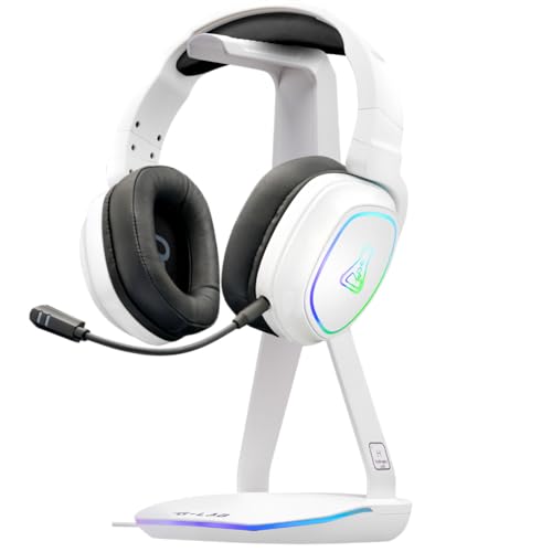 The G-lab – K-Stand Hydrogen – Gaming Kopfhörer Ständer – RGB mit 7 Farben, EIN/Aus-Schalter, 2X USB + USB-C, rutschfeste Basis – Universeller Ständer für Gaming-Headsets PC/PS5/PS4/Xbox – Weiß The G-lab – K-Stand Hydrogen – Gaming Kopfhörer Ständer – RGB mit 7 Farben, EIN/Aus-Schalter, 2X USB + USB-C, rutschfeste Basis – Universeller Ständer für Gaming-Headsets PC/PS5/PS4/Xbox – Weiß von THE G-LAB
