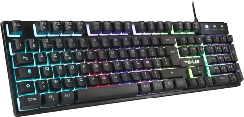 The G-Lab Keyz Caesium Gaming-Tastatur, QWERTY-Tastatur, Spanisch, mit USB-Kabel, Gaming-Tastatur mit mehrfarbiger Hintergrundbeleuchtung, 19 Anti-Ghosting-Tasten, halbmechanische leise Tastatur für von THE G-LAB