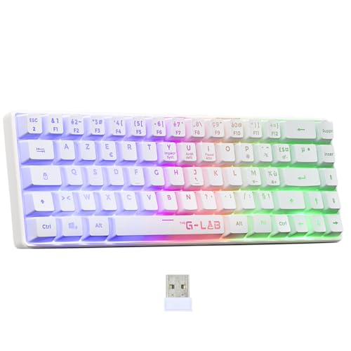 The G-Lab Keyz Hydrogen WL- Kabellose Gaming-Tastatur, 60 % halbmechanische Tastatur, Azerty, RGB Mehrfarbig – kabellose Gaming-Tastatur, leise, kompaktes Format TKL – PC/PS4/PS5 – Neu (weiß) von THE G-LAB