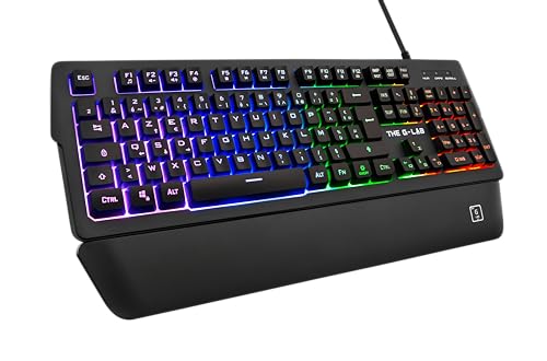 The G-Lab Keyz Palladium Gaming-Tastatur, AZERTY, kabelgebunden, USB, Hintergrundbeleuchtung, RGB LED, Mehrfarbig, magnetische Handgelenkauflage, 26 Tasten, Anti-Ghosting, langlebig – PC PS4 Xbox One von THE G-LAB