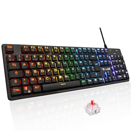 The G-Lab Keyz Platinium Mechanische Gaming-Tastatur, AZERTY, FR Red Switch, Low Profile, RGB-Hintergrundbeleuchtung, 100% anpassbar, Anti-Ghosting Total – PC/PS4/PS5/Xbox – Neu 2022, Schwarz von THE G-LAB