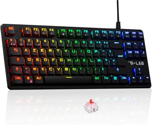 The G-Lab Keyz Platinium TKL – Mechanische Tastatur Red Switch Outemu Low Profile AZERTY – Gamer-Tastatur TKL Ultra dünn, RGB & Tasten, 100% anpassbar, Anti-Ghosting Total – PC/PS4/PS5/Xbox – Neu von THE G-LAB