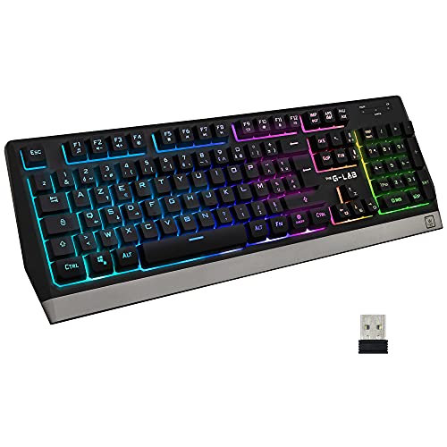The G-Lab Keyz Tungsten Gaming-Tastatur, kabellos, AZERTY – Gaming-Tastatur, kabellos, ergonomisch, diskret, Langer Akku – Gaming-Tastatur mit Hintergrundbeleuchtung für PC, PS4, PS5, Xbox One – Neu von THE G-LAB