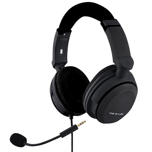 The G-Lab Korp Carbon Gaming Headset – Mikrofon Gamer mit verstärktem Bass, abnehmbares Mikrofon, bequem und leicht – kompatibel mit Xbox One PC PS5 Switch Smartphone (schwarz) von THE G-LAB