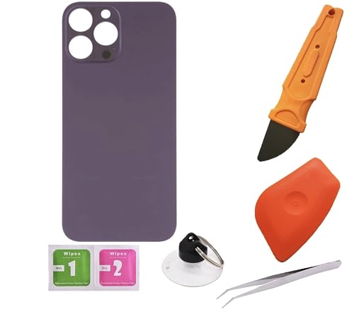 THE TECH DOCTOR Ersatz-Glas-Rückabdeckung für iPhone 14 Pro, Violett – komplett mit Werkzeugen – professionelles Reparaturset von THE TECH DOCTOR