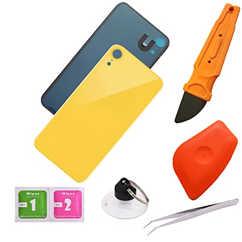 THE TECH DOCTOR Glasrückabdeckung für iPhone XR 6,1 Zoll (15,5 cm) – komplett mit Werkzeug – professionelles Set (gelb) von THE TECH DOCTOR