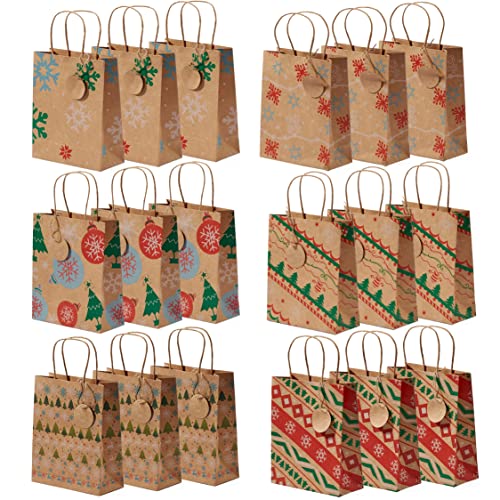 The TWIDDLERS 24 Weihnachtsgeschenktüten aus Kraftpapier mit Griff & Etiketten, 22 cm – Weihnachtstüten, Geschenkverpackung – robust & wiederverwendbar von THE TWIDDLERS