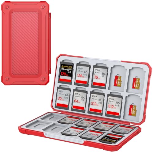 THELIFELICIOUS SD Card Holder Memory Card Case for SD SDHC SDXC TF Card, SD Cards Storage Organizer for 20 SD Cards and 20 Micro SD Cards.(Red) von THELIFELICIOUS