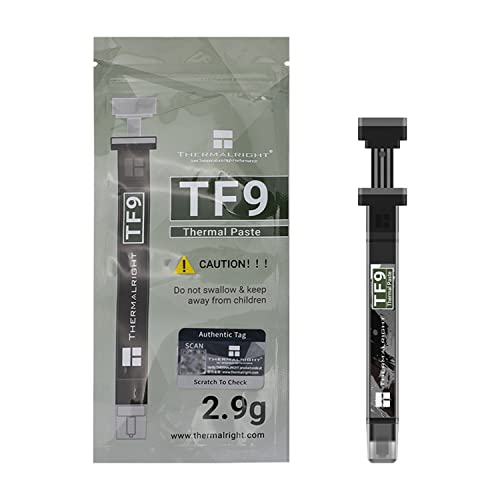 THERMALRIGHT TF9 2,9 g Wärmeleitpaste Kühlkörperpaste Hochleistungs-Wärmeleitpaste auf Kohlenstoffbasis für alle Kühler, thermisches Schnittstellenmaterial, hohe Haltbarkeit, 14 W/m.k, 2.9 Gramm von THERMALRIGHT