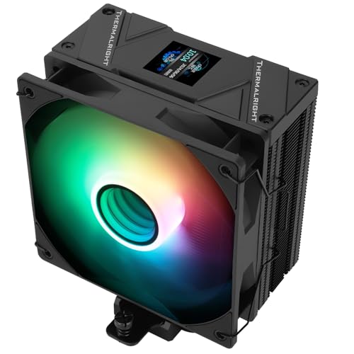 Thermalright Assassin Spirit 120 Vision ARGB Black CPU-Kühler,Computer-Kühlkörperkühler 4 Heatpipes,PC-Bildschirm CPU-Kühlung mit 1,54 Zoll,240x240 Auflösungsvermögen, für AM4/AM5 und LGA1700/1851 von THERMALRIGHT