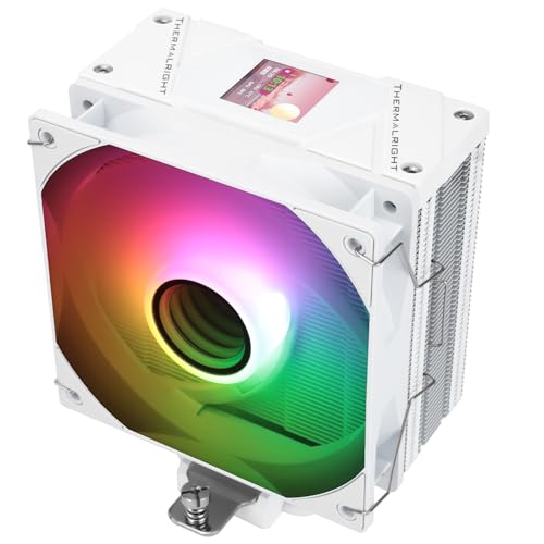 Thermalright Assassin Spirit 120 Vision ARGB White CPU-Kühler,Computer-Kühlkörperkühler 4 Heatpipes,PC-Bildschirm CPU-Kühlung mit 1,54 Zoll,240x240 Auflösungsvermögen, für AM4/AM5 und LGA1700/1851 von THERMALRIGHT