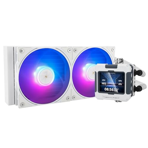 Thermalright FW 240 Weiß ARGB CPU-Wasserkühlung,240 AIO-Kühlung,IPS 320 * 240 Auflösung LCD-Bildschirm,flüssiger CPU-Kühler für AMD/Intel Flüssig-CPU-Kühler: LGA1700/AM4/AM5,AIO-Wasserkühle von THERMALRIGHT