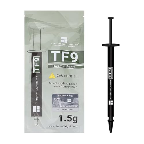 Thermalright TF9 1,5 g Wärmeleitfett, die Hochleistungs-Wärmeleitpaste zur Kühlung aller Prozessoren, Kühlkörperpaste, hohe Haltbarkeit, 1,5 W/m, Grafikkarten und Kühlkörper in Computern und Konsolen Thermalright TF9 1,5 g Wärmeleitfett, die Hochleistungs-Wärmeleitpaste zur Kühlung aller Prozessoren, Kühlkörperpaste, hohe Haltbarkeit, 1,5 W/m, Grafikkarten und Kühlkörper in Computern und Konsolen von THERMALRIGHT