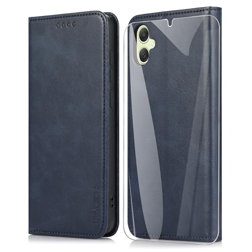 THIYUFUNS Handyhülle für Samsung Galaxy A05 4G (6.7") Hülle mit 1 * Panzerglas, Schutzhülle für Samsung Galaxy A05 4G Wallet Flip Cover Case Standfunktion Klapphülle für Samsung Galaxy A05 - Blau von THIYUFUNS