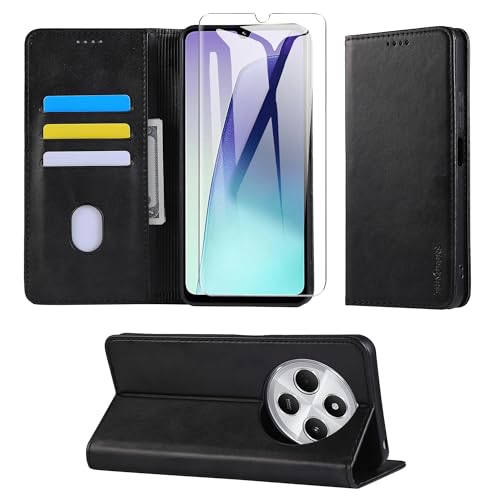 THIYUFUNS Handyhülle für Xiaomi Redmi 14C Mit Schutzfolie, Wallet Flip Cover Case Mit Standfunktion für Redmi 14C 4G (6.88") - Schwarz von THIYUFUNS