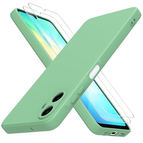 THIYUFUNS Hülle für Samsung Galaxy A06 4G Handyhülle mit 2 Stück Schutzfolie, TPU Silikon Liquid Silicone Dünne Weiche Stoßfest Case Schutzhülle für Samsung Galaxy A06 4G (6.7") - Grün von THIYUFUNS