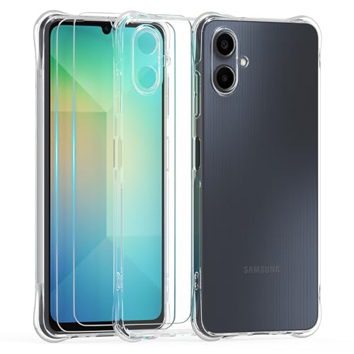 THIYUFUNS Hülle für Samsung Galaxy A06 4G Schutzhülle mit 2 Stück Schutzfolie, Dünne Weiche TPU Silikon Transparent Stoßfest Kratzfest Handyhülle Case Cover für Samsung Galaxy A06 4G (6.7") - 01 von THIYUFUNS