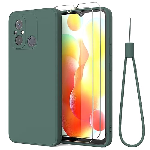 THIYUFUNS Hülle für Xiaomi Redmi 12C / Redmi 11A mit 2 Stück Schutzfolie Handyhülle,Liquid Silicone Dünne Weiche Schutz Stoßfest Kratzfeste Case mit Mikrofaserfutter Schutzhülle - Dunkelgrün THIYUFUNS Hülle für Xiaomi Redmi 12C / Redmi 11A mit 2 Stück Schutzfolie Handyhülle,Liquid Silicone Dünne Weiche Schutz Stoßfest Kratzfeste Case mit Mikrofaserfutter Schutzhülle - Dunkelgrün von THIYUFUNS