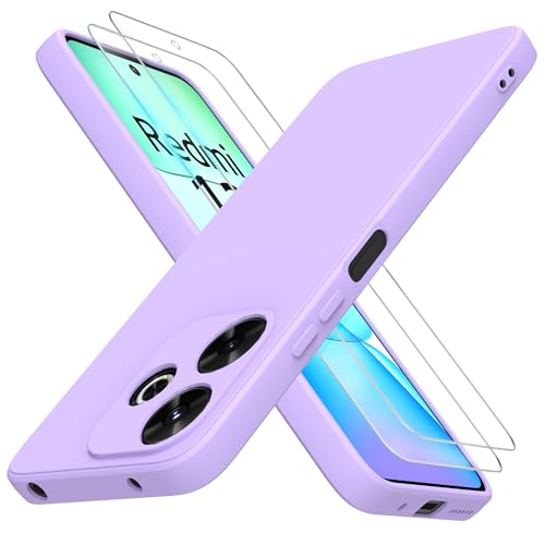 THIYUFUNS Hülle für Xiaomi Redmi 13 4G Handyhülle mit 2 Stück Schutzfolie, TPU Silikon Liquid Silicone Dünne Weiche Stoßfest Case Schutzhülle für Xiaomi Redmi 13 4G (6.79") - Lila von THIYUFUNS