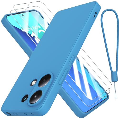 THIYUFUNS Hülle für Xiaomi Redmi Note 13 4G Handyhülle mit 2 Stück Schutzfolie, TPU Silikon Liquid Silicone Dünne Weiche Stoßfest Case Schutzhülle für Xiaomi Redmi Note 13 4G (6.67") - Blau von THIYUFUNS