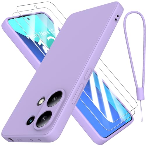 THIYUFUNS Hülle für Xiaomi Redmi Note 13 4G Handyhülle mit 2 Stück Schutzfolie, TPU Silikon Liquid Silicone Dünne Weiche Stoßfest Case Schutzhülle für Xiaomi Redmi Note 13 4G (6.67") - Lila von THIYUFUNS