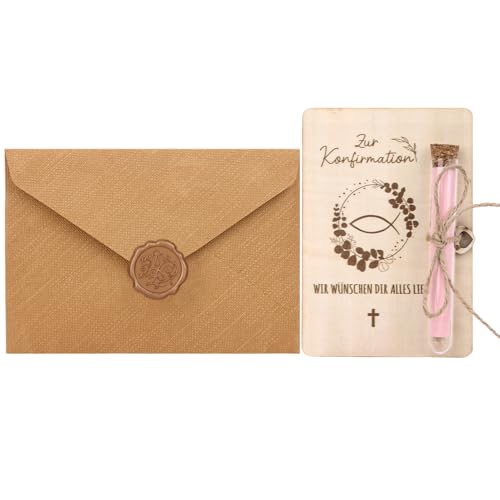 Konfirmation Geschenk, Holz Briefumschlag mit Reagenzglas für Geld Kreative Geldgeschenke Verpackung zur Konfirmation Lustige Geschenkidee für Jungen Mädchen zur Feier von THKO