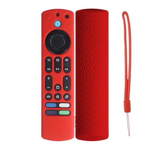 1PCS Hülle für die Fernbedienung Kompatibel für Fire TV 4K Stick Max, Smart TV-Fernbedienung weiche Silikonhülle Schalenhalterung mit Aufhängeseil (nur Gehäuse) (Rot) von THLMT