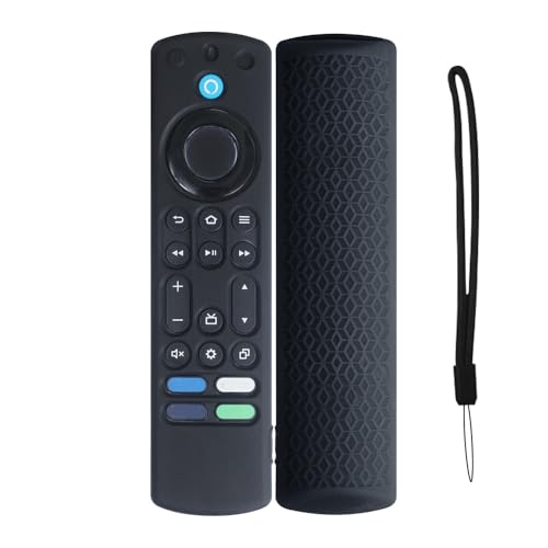 THLMT Fernbedienungshülle für Fire TV 4K Stick Max, Silikon, Schwarz, 10 Tasten, Im Dunkeln Leuchten von THLMT