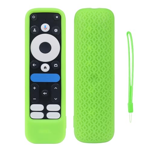 Fernbedienung Silikonhülle kompatibel für Onn Google TV 4K Pro 2024, TV-Fernbedienung schützende Soft Skin Shell Anti-Rutsch-Gehäuse Cover Sleeve Holder (nur Gehäuse) (Fluoreszierendes Grün) von THLMT