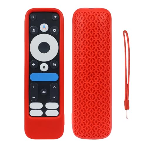 Fernbedienung Silikonhülle kompatibel für Onn Google TV 4K Pro 2024, TV-Fernbedienung schützende Soft Skin Shell Anti-Rutsch-Gehäuse Cover Sleeve Holder (nur Gehäuse) (Rot) von THLMT