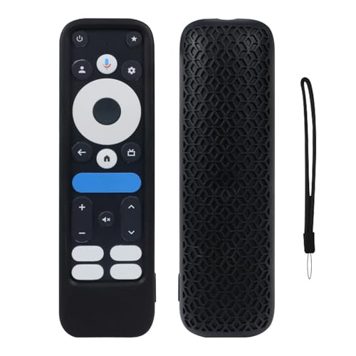 Fernbedienung Silikonhülle kompatibel für Onn Google TV 4K Pro 2024, TV-Fernbedienung schützende Soft Skin Shell Anti-Rutsch-Gehäuse Cover Sleeve Holder (nur Gehäuse) (Schwarz) von THLMT
