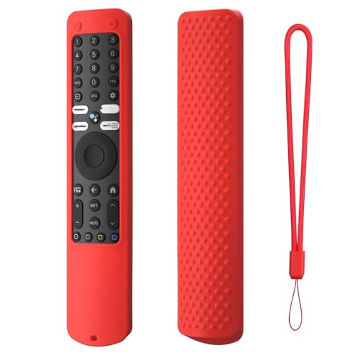 Fernbedienungshülle Kompatibel für Xiaomi XMRM-ML, TV-Fernbedienung Silikon stoßfeste Hülle Skin Holder Ersatz mit Lanyard (nur Hülle) (Rot) von THLMT