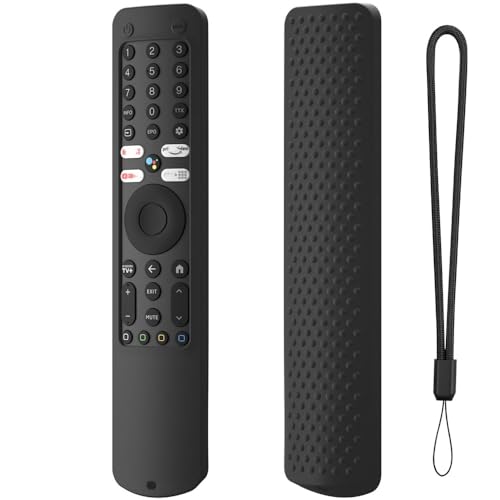 Fernbedienungshülle Kompatibel für Xiaomi XMRM-ML, TV-Fernbedienung Silikon stoßfeste Hülle Skin Holder Ersatz mit Lanyard (nur Hülle) (Schwarz) von THLMT