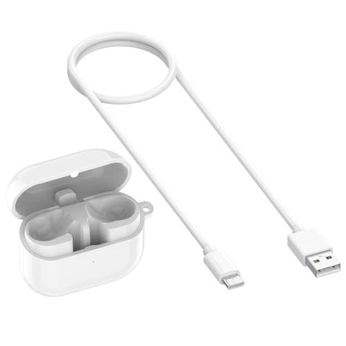 Ladekoffer Kompatibel für Galaxy Buds3 Pro, Wireless Earbuds Ladeetui Ersatz-Abdeckung Bluetooth Kopfhörer Kopfhörer Ladegerät Box Fach Fall Dock (nur Fall) (Weiß) von THLMT