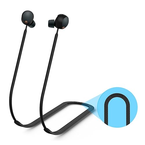 Ohrhörer Lanyard kompatibel für Sony WF-1000XM5, Silikon drahtlose Kopfhörer Hals Seil Anti-verloren Kopfhörer Strap Headset Kabel Bluetooth Ohrhörer Halsband Cord String (Lanyard nur) (Schwarz) von THLMT