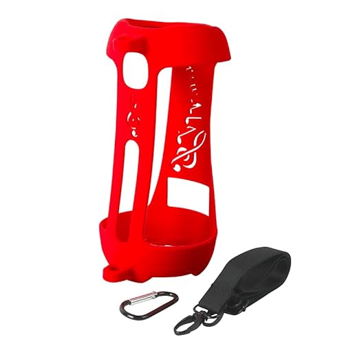 Silikonhülle für JBL Pulse 5, Bluetooth-Lautsprecher-Schutzhülle, tragbare Tragetasche mit Karabinerhaken und Riemen (nur Gehäuse) (rot) von THLMT