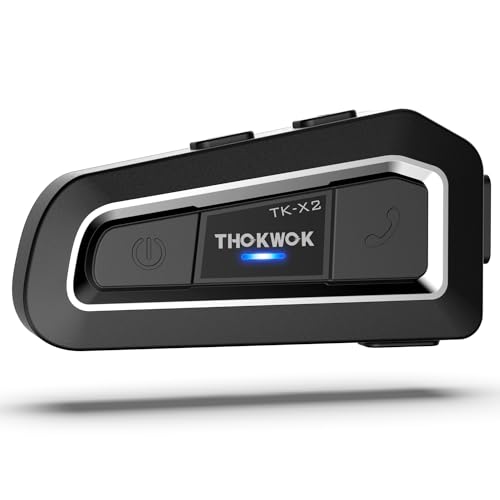 THOKWOK TK-X2 Gegensprechanlage für Motorrad, Bluetooth, Freisprecheinrichtung, 3-Wege-Kommunikationssystem, 1000 m, Bluetooth-Headset für Motorrad-Kopfhörer, kabellos von THOKWOK