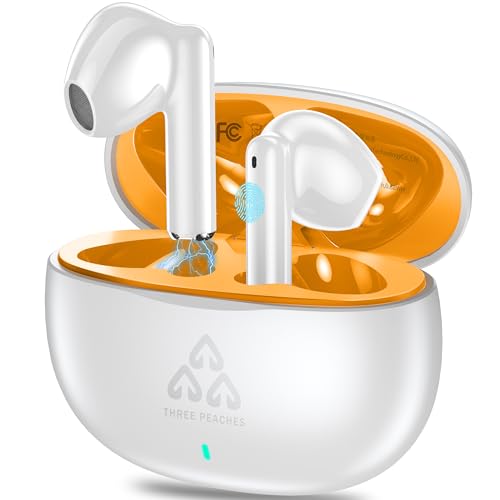 Bluetooth Kopfhörer,Kopfhörer Kabellos Bluetooth 5.3 In Ear Kopfhörer mit Noise Cancelling,Adaptive Geräuschunterdrückung,Kabellose Kopfhörer 40Std ENC Noise Cancelling Earbuds Tiefer Bass,Weiß Bluetooth Kopfhörer,Kopfhörer Kabellos Bluetooth 5.3 In Ear Kopfhörer mit Noise Cancelling,Adaptive Geräuschunterdrückung,Kabellose Kopfhörer 40Std ENC Noise Cancelling Earbuds Tiefer Bass,Weiß von THREE PEACHES