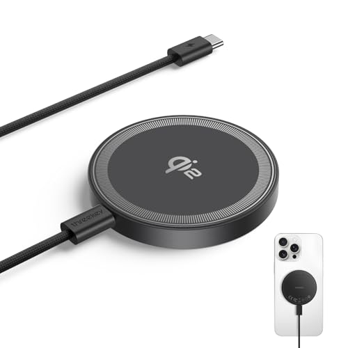 THREEKEY für MagSafe Ladegerät, Qi2-zertifizierter 15W Wireless Charger, schnelles Ladepad mit iPhone 16 Pro Max/15/14/13/12 Serie, Samsung S25, magnetischer Ladegerät mit 5 Fuß USB-C-Kabel (Schwarz) von THREEKEY