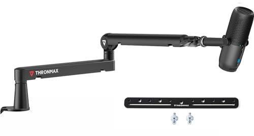 THRONMAX S6 Mikrofon arm, Boom Arm einstellbar 360 ° drehbar Mikrofonarm Schreibtisch, Mikrofonständer Tisch integriertes Kabel, Aus Strapazierfähigem Stahl, Blue Yeti, Universal, Black von THRONMAX