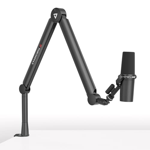 THRONMAX S8 Mikrofon arm, Mikrofonständer für Game Streaming und Broadcasting, Stabiler und universeller Mikrofonarm mit 1/4"，3/8" auf 5/8" Adapter, Ganzmetall und voll einstellbarer für Blue Yeti von THRONMAX