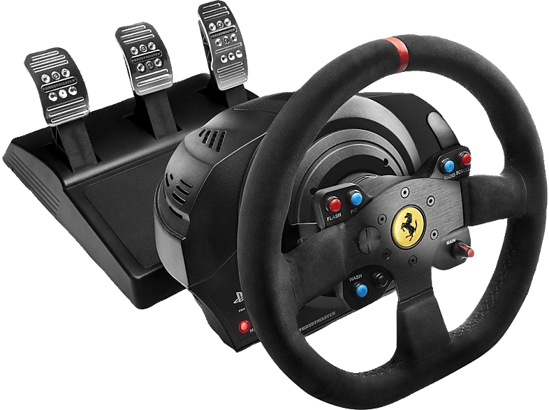 THRUSTMASTER T300 Ferrari Integral Alcantara Edition (inkl. 3-Pedalset, PS4 / PS3 PC) Kompatibel mit PS5-Spielen Lenkrad von THRUSTMASTER